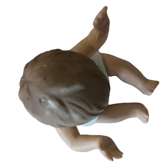 Vintage Piano Baby Bisque Porcelain Figure Blue Boy Arms Up 3.5" Handpainted - Picture 4 of 16